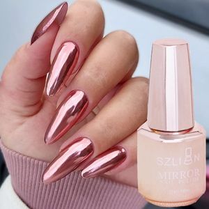 Nail Gel 18ml Mirror Nail Polish 12 Colors Metallic Mirror Purple Rose Gold Chrome Nail Art Varnish Quick Drying Polish Nail Decorations 230706