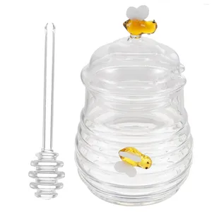 食器セットガラス蜂蜜瓶テラリウムポットホームクリアコンテナ家庭用シロップディスペンサーなしドリップキッチン