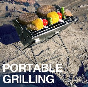 Griglie per barbecue Zaino piatto da campeggio all'aperto stabile Griglia per barbecue portatile in acciaio inossidabile e braciere 2305706