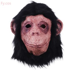 Maschere per feste Gorilla Mask Novità Monkey Orangutan Costume Cosplay Latex Animal Divertente Full Face Party Hair Dress Nero Halloween per adulti 230706