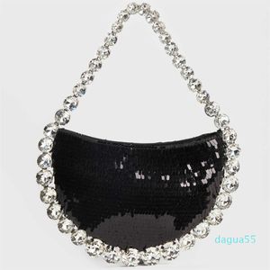 Bolsas de ombro femininas bolsa mensageiro com strass flash diamante bolsa de mão travesseiro cilindro bolsa de ombro transversal feminina perlita