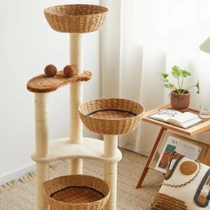 Multi-Level Cat Tree Condo For Small Medium Large Cats, Sisal Cat Tower With Scratching Board