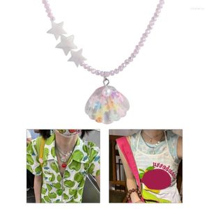 Anhänger Halsketten Stern Perlen Halsband Halskette Kette Schmuck Party Geschenk Harz Material für Mädchen