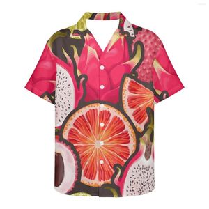 Camicie casual da uomo Modello di frutta Bevande per le vacanze Dessert Beach Shop Abbigliamento Camicia hawaiana unisex 2023 T-shirt Top Uomo Abbigliamento per animali Estate