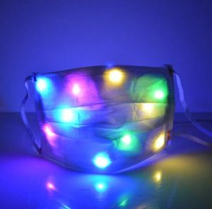 LED Light Up Halloween Jul Designer Ansiktsmasker Färgglada LED Luminous Mask Prom Nattklubb Halloween Dekoration Glödande Mask 188QH