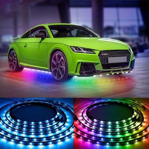 Znak neonowy samochód Underglow Bottom APP zdalna kontrola dźwięku RGB elastyczna taśma LED pod podwoziem Auto dekoracyjna lampa otoczenia HKD230706