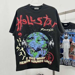 Designer Fashion Clothing Tees Tshirts Hellstar Studios Trendy High Street Hip Hop Cotton Earth Letter Print Loose Short Sleeve Men's Te Rock Hip hop