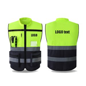 Other High Visibility Reflective Vest Zippered Construction Worker Safety Clothing Traffic Motorcycle Reflective Vest 230706