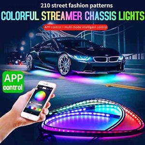 Знак автомобиль Гибкий свет подглыкайте светодиодные светодиодные приложения для приложения для тела RGB Neon Lights Dream Color Авто декоративная атмосфера лампа HKD230706