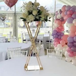 flower pot wedding decorations crystal tall white vase for flower arrangements gold vase column Wedding Road Lead Table Flower Stand Candlestick Centerpiece