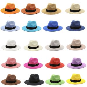 Caps Hüte S M L Unisex Frauen Männer Kinder Mode Sommer Casual Trendy Strand Sonne Stroh Panama Jazz Hut Cowboy Fedora hut Gangster Cap 230705