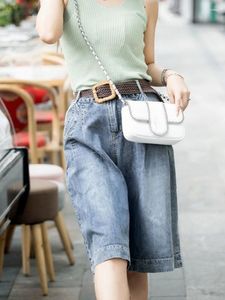 Jeans feminino de perna larga senhora cintura alta jeans cropped 2023 verão produtos finos moda solto casual reto