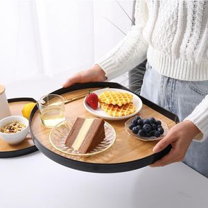 Storage Bottles Wind Semi-circular Imitation Wood Grain Melamine Tray Fruit Plate Tea Bread Snack Dinner