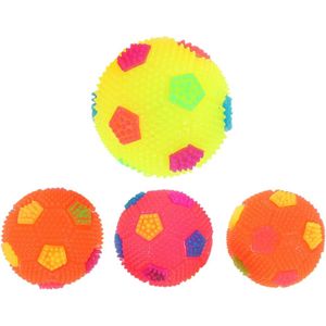 6,5 cm LED-blinkande fotboll Light Up Spike Bouncy Balls Ljudbelysning Massage Fotboll Barnleksaker Blixt Pipande leksak för festfavorit