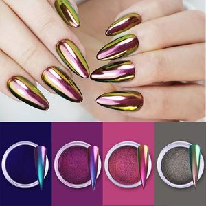 Nail Glitter 4pcsSet Chameleon Effect Nail Glitter Powder Mirror Metallic Pigment Nail Art Dust Polish Chrome Shining Pigment DIY Decor 230705