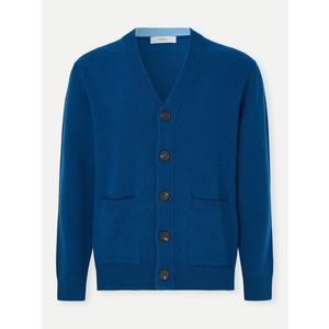 Mens Sweaters İskoçya Bahar V yaka gevşek uzun kollu yün örgü hırka mavi siyah