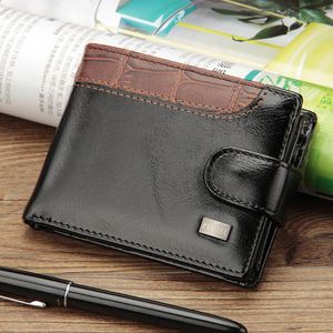 2023 nuovi portafogli da uomo in pelle patchwork borsa da uomo corta con portamonete porta carte di marca portafoglio a tre ante portafoglio da uomo con pochette