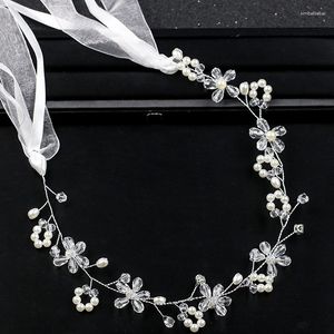 ヘアクリップ結婚式のヘッドバンド花嫁のためのホワイトパール手作りフラワーヘッドドレスアクセサリー