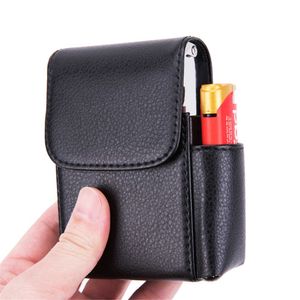 High Quality Leather Cigarette Lighter Box hold 20pcs Cigarettes Business men Cigar Case Gadget For Smoker Smoke Tools YG17