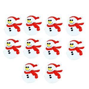 10PCS Pupazzo di neve di Natale Ricamo Patch per Abbigliamento Borse Ferro fai da te su Trasferimento Applique Patch per Indumento Cucire su Ricamo Bad249k