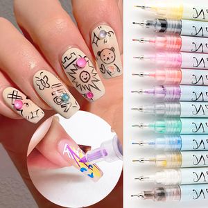 Gel per unghie 12 pezzi Nail Art Disegno Graffiti Pen Set Pittura impermeabile Liner Pennelli Linee astratte Dettagli fini Strumenti per manicure fai da te GLCXM 230706