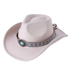 Западная ковбойская шляпа для женщин, мужчина, широкая коляска джазовая кепка Панама Сомбреро Кэп Винтажный украшение Федора Кэпки