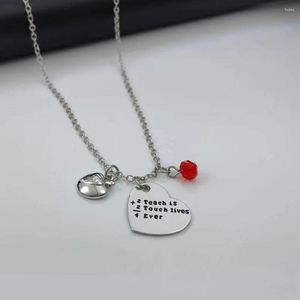 Подвесные ожерелья Teach Is Touch Lives Ever Everyglaze Apple Charm Учитель ювелирных изделий.