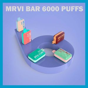 Original Mrvi Bar 6000 Disposable Vape Pen E cigarettenhet med 650mAh batteri 13ml Pod Förfylld Catridge uppladdningsbar EU-fri