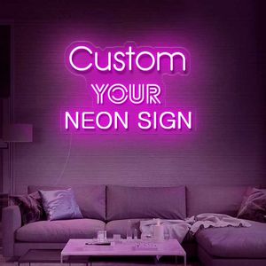 Sinais de LED Letras de LED Personalize seus nomes de sinais de néon personalizados Mark Party Shop Wedding Bar para quarto Boda Dropshipping HKD230706