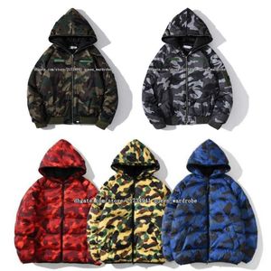 Jaquetas masculinas Jaqueta de grife outono inverno Jaqueta puffer down A Bathing Ape Moletons masculinos Moletom com capuz de grife com zíper Masculino Jaquetas streetwear masculinas Roupas acolchoadas de algodão