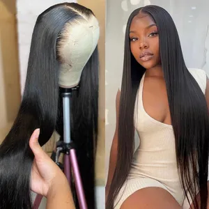 Glueless Lace Front Human Hair Wigs For Women Bone Straight HD Transparent Lace Frontal Wigs Human Hair Pre Plucked Closure Wig