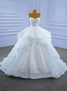 Sweetheart aplikacje suknie ślubne księżniczki Retro trybowanie gorset sznurowana suknia ślubna Ruffles bufiasta spódnica Vestidos de novia