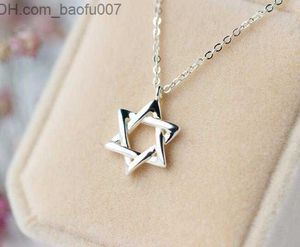 Pendant Necklaces really 925 Sterling Silver Hollow Star of David Necklace and Pendant Wholesale C-D0693 Z230707