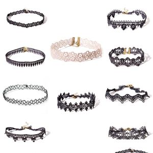 Chokers Vintage Gothic Plain Choker Style Halsband Set Kvinnor Tatuering Spets Hals Toppar Halsband För Dam Flickor Mode Smycken Drop D Dhfuw