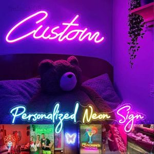 Niestandardowe tabliczki LED DIY wesele nazwa urodzinowa listy biznesowe sztuka Anime prezent znak kinkiety Neon Mural HKD230706