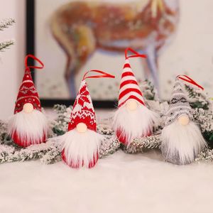 Brinquedo de Pelúcia Estilo Nórdico Decorações de Natal Pingente de Boneca de Malha Pingente de Papai Noel Boneca Sem Rosto Decoração de Árvore de Natal