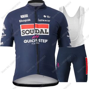 Zestawy koszulek rowerowych Soudal Quick Step Team Set ciemnoniebieska letnia odzież szosowe koszule garnitur rower na szelkach odzież MTB Ropa 230706