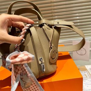 Bolsas femininas de luxo bolsas de ombro em couro genuíno bolsa balde feminina mini bolsa de compras com trava picotin bolsa de lona interior em couro de vaca bolsas femininas