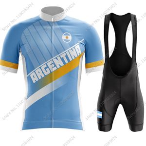 Radfahren Jersey Sets Nationalmannschaft Argentinien Set Sommer Fahrrad Kleidung Männer Rennrad Shirts Anzug Trägerhose MTB Maillot 230706