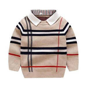 Kids Shirts 2021 Autumn Winter Boys Sweater Knitted Striped Toddler Long Sleeve Plover Children Fashion Sweaters Clothes Drop Delive Dhkfy