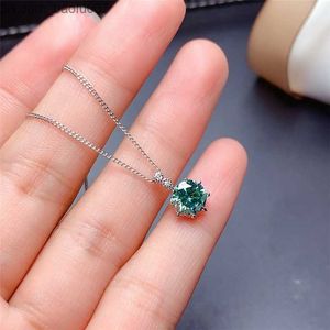 Pendant Necklaces New store sells blue green mullite pendants 1CT 6.5MM VVS laboratory with certificate engagement necklace genuine 925 sterling silver Z230707