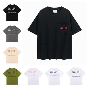 Men's T-shirts Top Graffiti Short Sleeves Pocket Letter Print Tshirts Round Neck Pullover Couple Tee Cotton Canvas Loose High Street Depts Polos Sky3