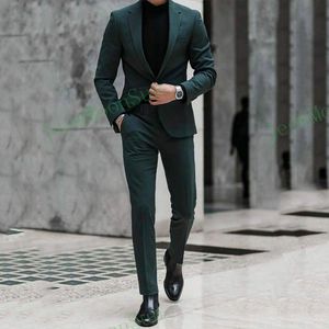 Мужские костюмы Blazers Классический темно -зеленый мужчина 2023 с надрезом с носовой лацка