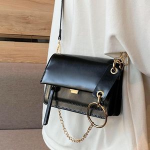 Bolsa tiracolo quadrada moda vintage com cordão 2023 couro PU de alta qualidade bolsa feminina designer com trava de ombro mensageiro
