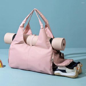 Outdoor Bags Nylon Sports Gym Yoga Women Training Fitness Travel Handbag Mat Sport Bag With Shoes Compartment Daily