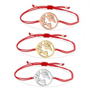 Charm Bracelets Gold-plated Stainless Steel Red String Handmade Bracelet Women Girl 2023 Fashion Rose-gold Cord Jewelry Gift