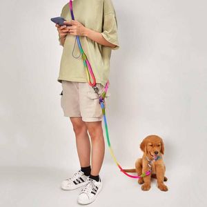 Dog Collars Harness Leash Harnesses Leads Reflective Nylon Leashes Pet For Dogs Walking Slung Shoulder Hands Free Walker