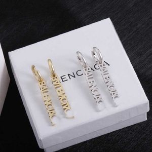 Jewelry bb Earrings New Parisian Capital Letter Long Brass Material Silver Needle Earstuds Temperament Versatile for Women