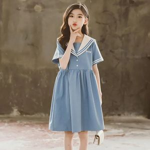 Girl s Dresses japan senior Summer retro Girls long Dress Cotton Sailor Collar Teens Casual JK Baby Clothes Toddler 12 year 230705