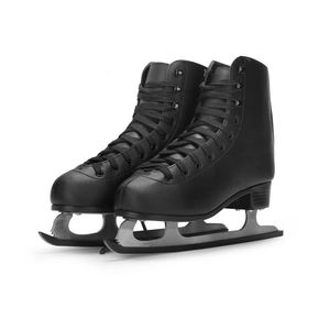 アイススケートプロフェッショナル暖かい厚みのあるフィギュアシューズブレード付き大人子供子供熱 PVC 防水黒 230706